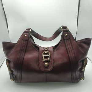 Vintage Etieene Aigner Maroon Leather Shoulder Bag